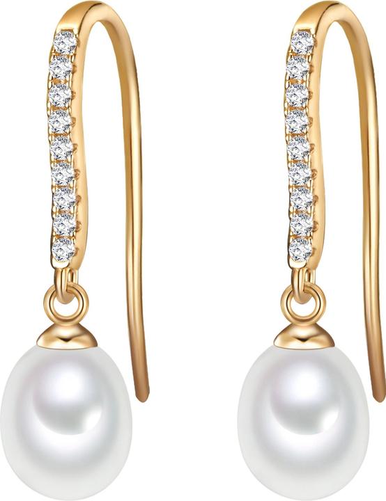 Valero Pearls Damen Sterling Silber Zirkonia Süsswasser-Zuchtperle gelbgold - 11892 (Sterling Silber)