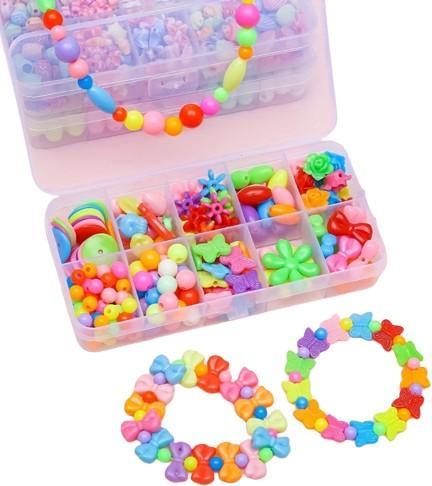 Image du produit Activity Board Boîte pour filles avec 10 perles quadrillées, bracelets DIY, collier bracelet DIY décorations en