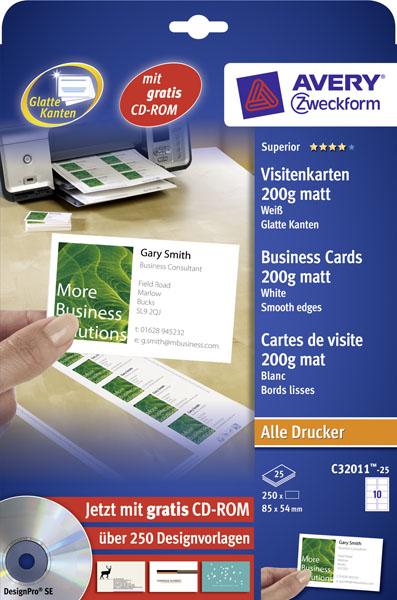 Produktbild Avery Superior Visitenkarten (200 g/m², 25 x, A4)