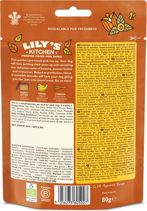 Produktbild Lily's Kitchen Snack Breaktime Biscuits, Erdnussbutter - Banane (Adult, 1 Stk., 80 g)
