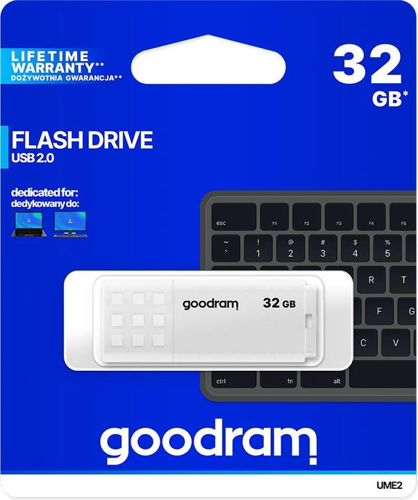 Image du produit Goodram UME2 UME2-0320W0R11 Lecteur portable (32 Go, USB 2.0, blanc) (32 Go, USB-A, USB 2.0)