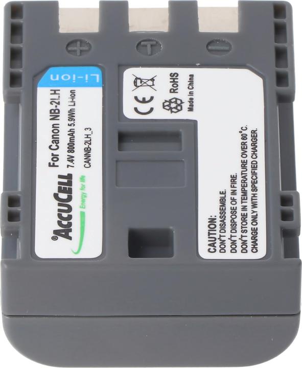 Produktbild AccuCell Akku passend für Canon NB-2LH, NB-2L Li-Ion, 800mah