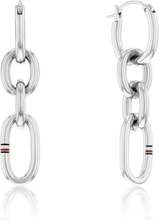 Tommy Hilfiger Modern Steel Earrings Contrast Link Chain 2780787