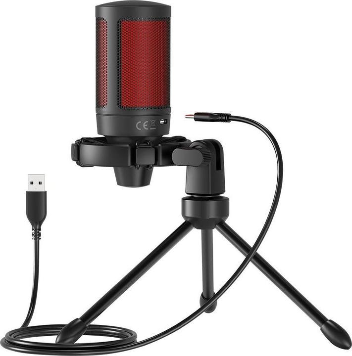 Actual product image Savio gaming microphone on a tripod, illuminated by 01 sonar, in-ear, anti-flow bag