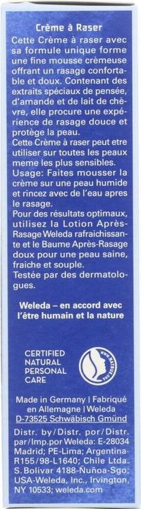 Nährwerte und Zutaten Weleda Rasiercreme (75 ml, Rasiercreme, Rasiergel)