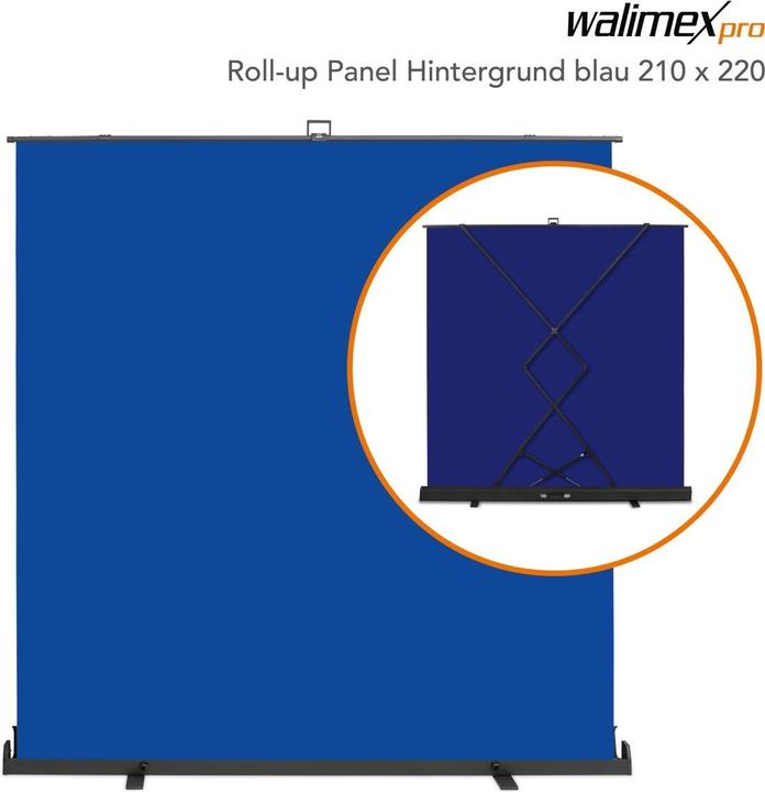 Produktbild Walimex pro Roll-up Panel Hintergrund blau 210x220 (220 cm, 220 cm)