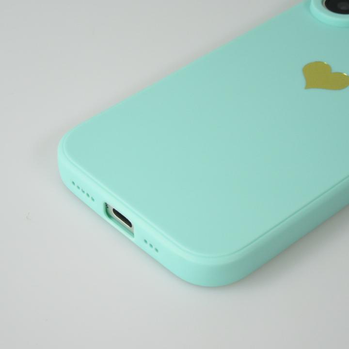 Produktbild PhoneLook Hülle Silikon Mat Herz gold Türkis (Apple iPhone 16)