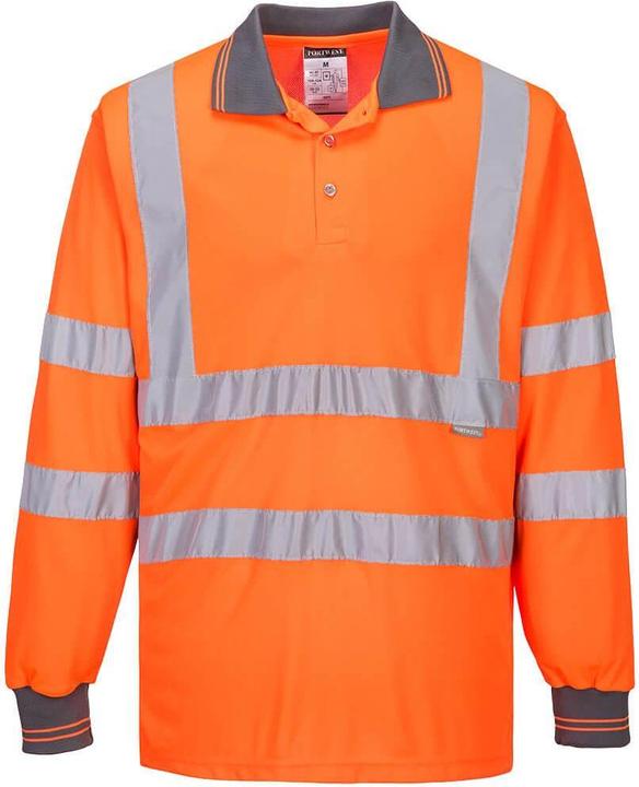 Portwest Mens Hi-Vis Long-Sleeved Safety Polo Shirt (S)