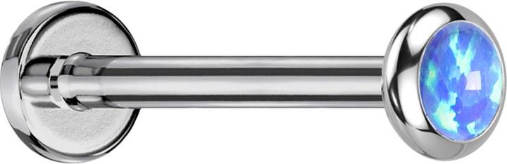 Image du produit Star Piercing Micro Threadless Labret argent disque arrondi opale bleu (Titane G23, sans laiton)