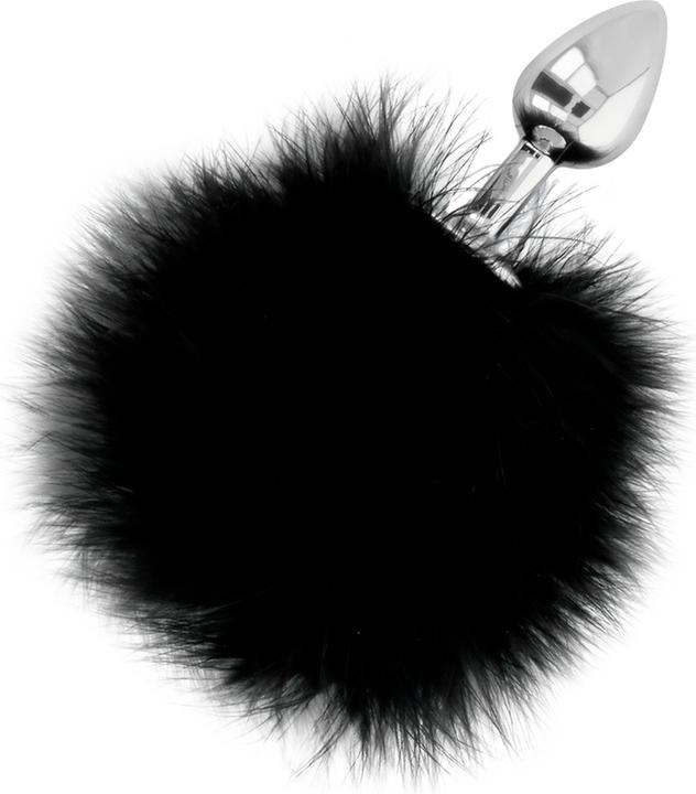 Actual product image Darkness Metal Anal Plug with Black Rabbit Tail