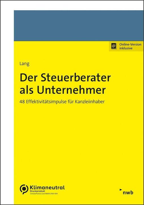 Produktbild Der Steuerberater als Unternehmer (Deutsch, Thomas Lang, 2022)