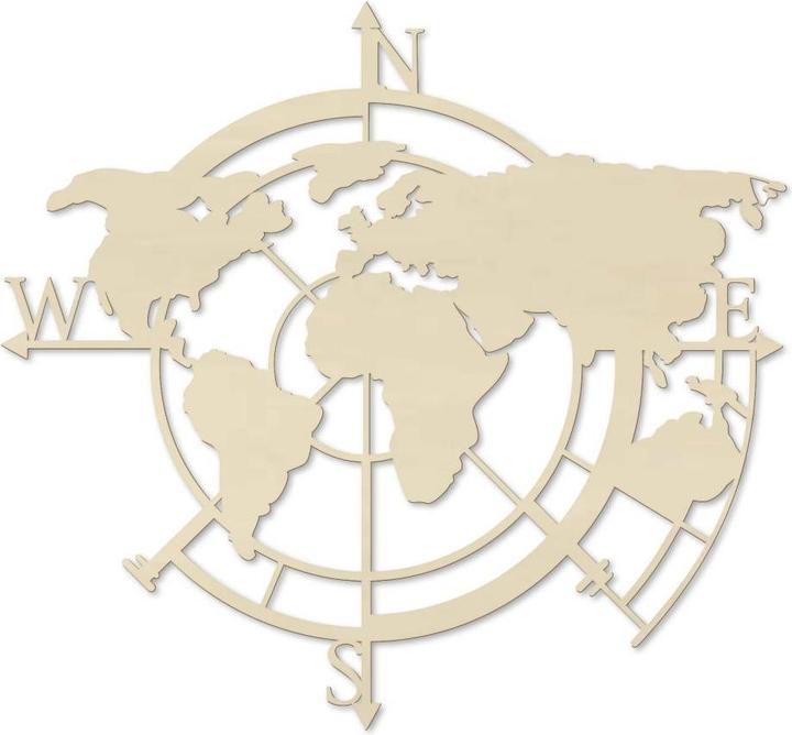 Actual product image Trenddeko World map cardinal points 02 (70 x 67 cm)