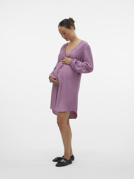 Produktbild Mamalicious Normal geschnitten V-Ausschnitt Elastische Bündchen Kurzes Kleid Kleid (XL)