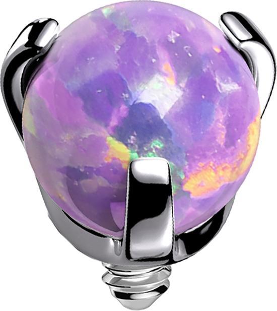 Produktbild Star Piercing Dermal Anchor silber Kugel Opal violett gefasst (Titan G23, ohne Messing)
