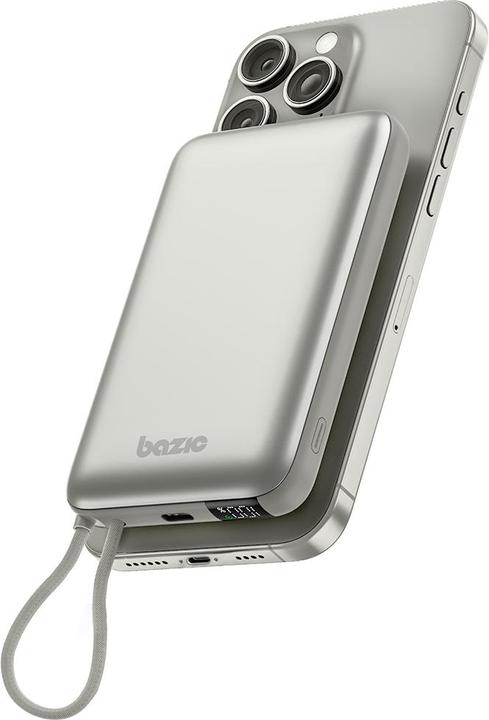 Actual product image Energea PowerBank Bazic Fusion Mag 10000mAh MagSafe Cable USB-C grey