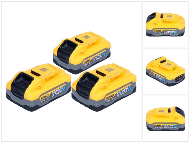 DeWalt Battery Set DCBP 518 H3 3x Powerstack Battery 18 V 5.0 Ah / 5000 mAh XR Li-Ion - with (18 V)