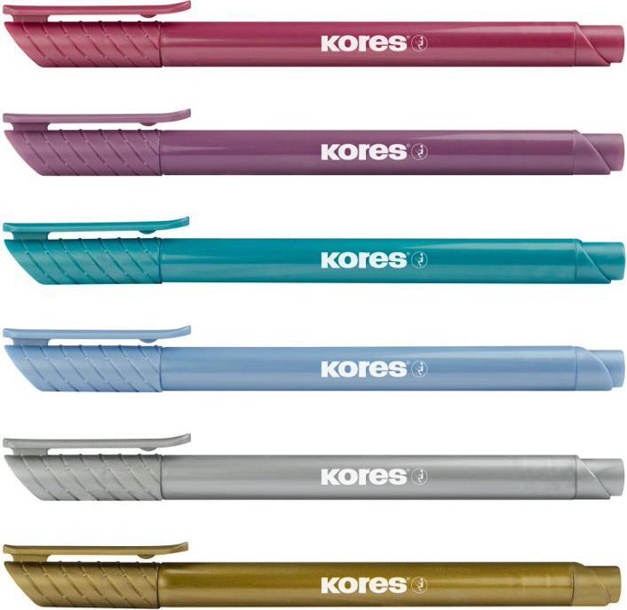 Produktbild Kores Fasermaler Brush Tip Marker Metallic Style Brushpen in Metallic-Farben, Pinselspitze, ideal zum (Farbig sortiert, 6 x)
