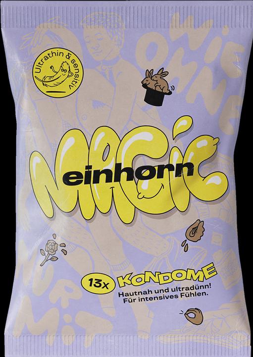 Einhorn Condoms «MAGIC»: 13 dünne vegane Kondome in der Chipstüte (13 Stk.)