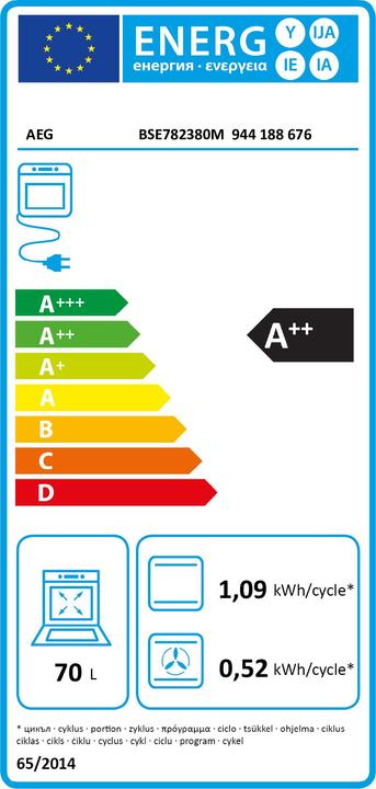 Energy Label Maisto Built-in steam oven with food thermometer AEG BSE782380M