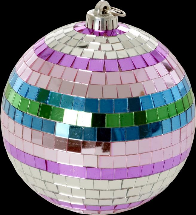 Productafbeelding Rice - Disco Ball with Funky Stripes - Pink, Silver, Green, Blue - Medium (15 cm)