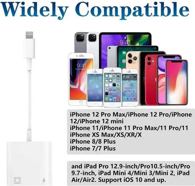 Image du produit PhoneLook Adaptateur multiport Lightning vers RJ45 Ethernet LAN avec port d'alimentation USB-C