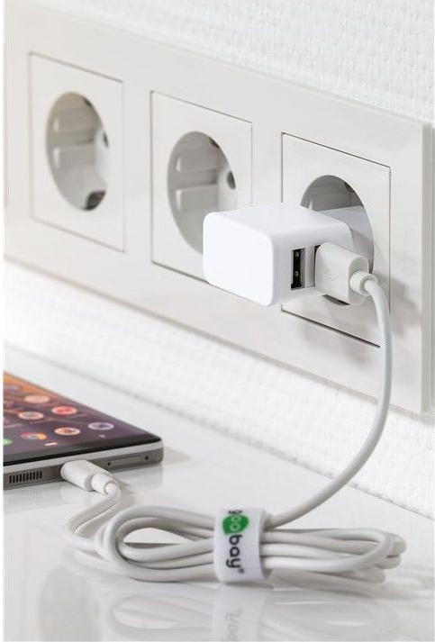 Actual product image Goobay Dual USB charger 2.4 A - USB power supply with 2 USB outputs - white (12 W)