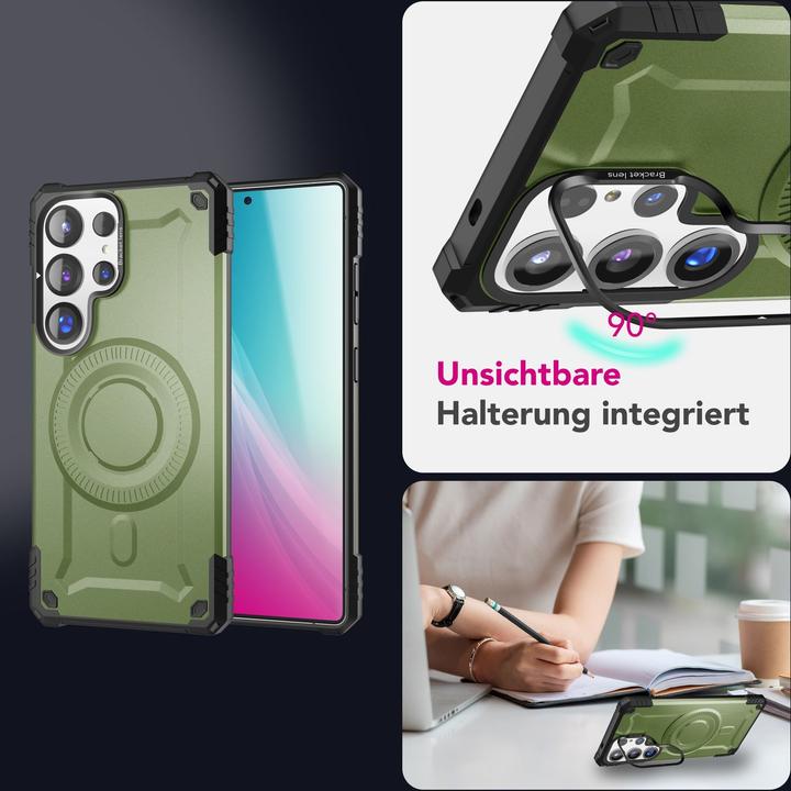 Produktbild Nalia Granite - Armor Panzer Hülle mit MagSafe Ring und Ständer - Military Hardcase (Samsung Galaxy S25 Ultra)
