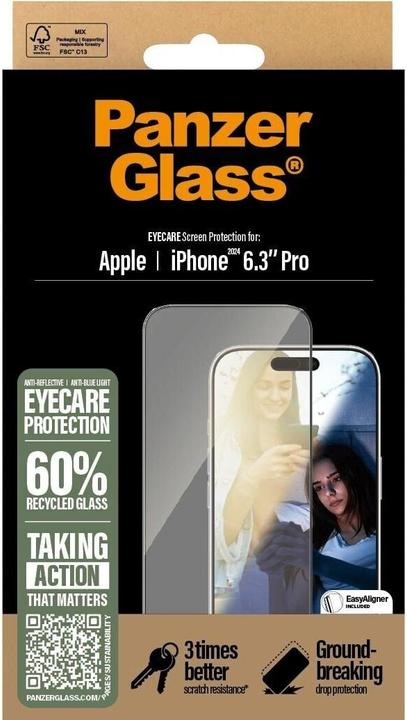 Actual product image PanzerGlass Eyecare Screen Protection (1 Piece, Apple iPhone 16 Pro)