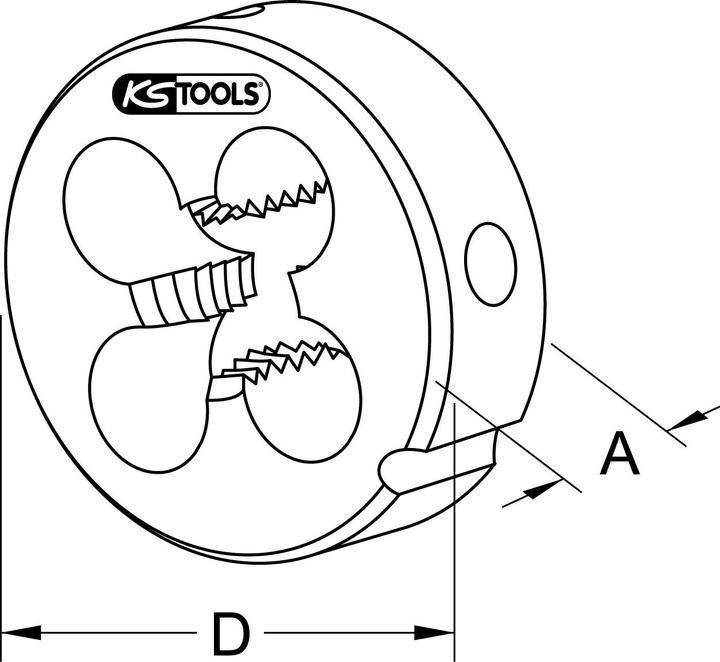 Image du produit KS Tools Filière HSS Co M, forme B fermée, préfendue, M8 x 1,25.