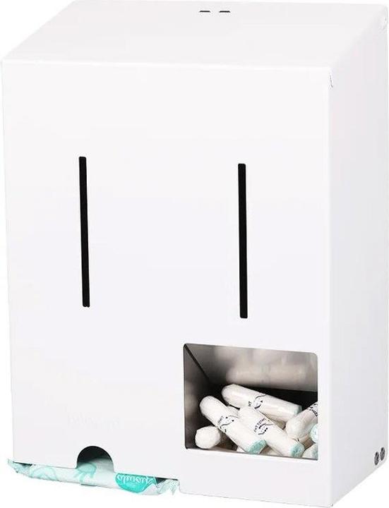 Hygolet Distributeur de tampons/ serviettes hygiéniques en acier inoxydable blanc (Gel intime)