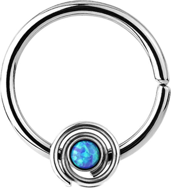 Produktbild Star Piercing Septum Ring spirale mit Opal blau (Chirurgenstahl 316L, ohne Messing)