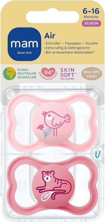 Produktbild MAM Air Silikon Schnuller, 2 Stück, 6-16 Monate (2 x, 6 - 16 Monate)