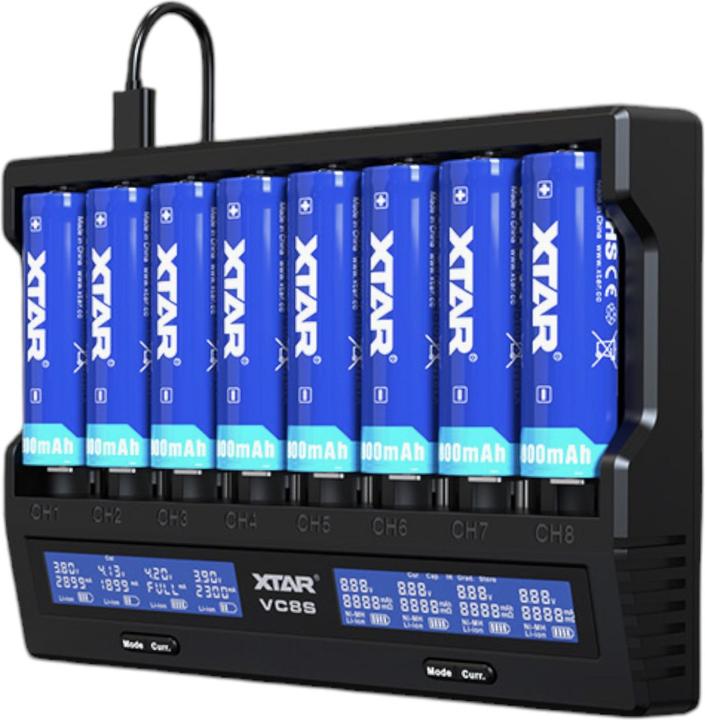 Immagine prodotto Xtar VC8S 8-Fach Li-ion/Ni-MH Ladegerät (C, A, D, AA, AAAA, AAA, Caricabatterie senza batteria)