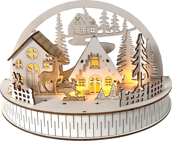 Image du produit HTI-Living Weihnachtsszene beleuchtet Winterdorf und Rehe