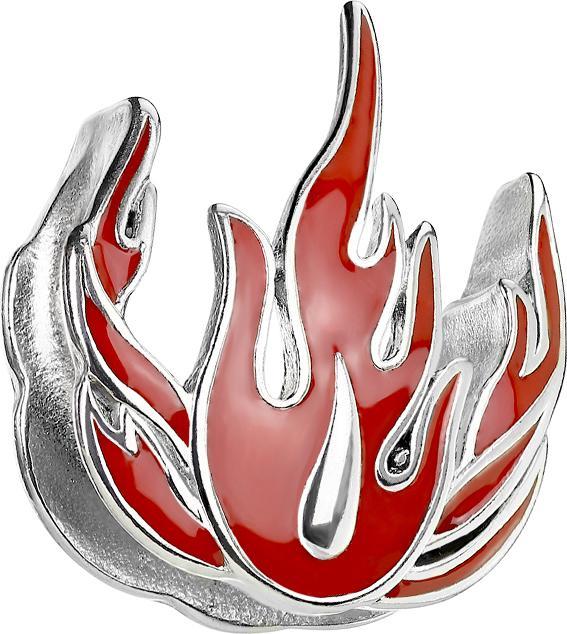 Actual product image Star Piercing Saddle silver red flames (without brass, Surgical steel 316L)