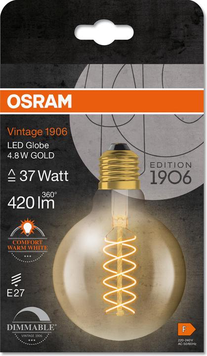 Produktbild Osram Vintage 1906 (E27, 4.80 W, 420 lm, 1 x, F)