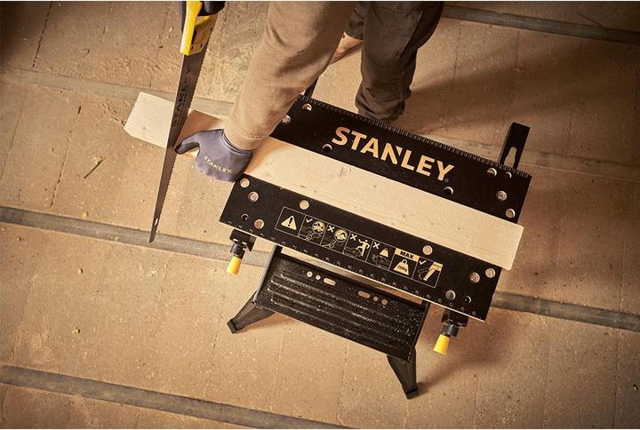 Produktbild Stanley Workmate mit Bambus-Arbeitsplatte und dualer Arbeitshöhe, belastbar bis 250kg (50.50 cm, 54 cm)