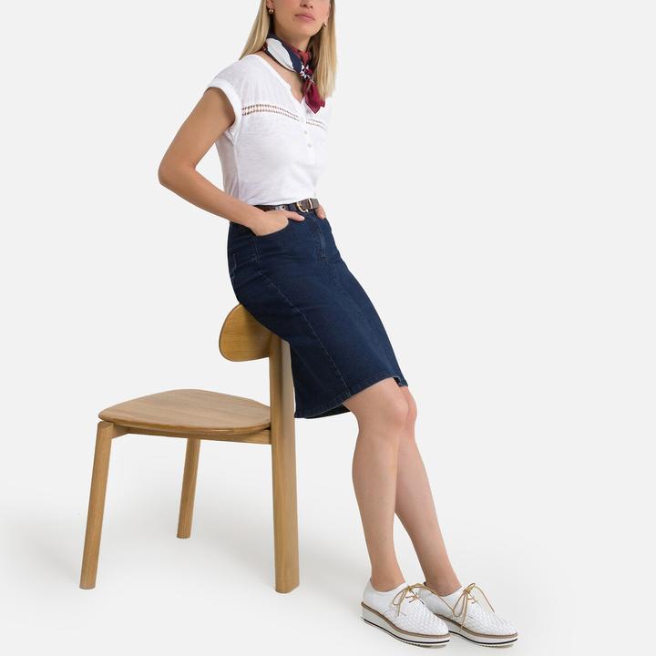 Actual product image Anne Weyburn Stretch denim denim skirt (38)