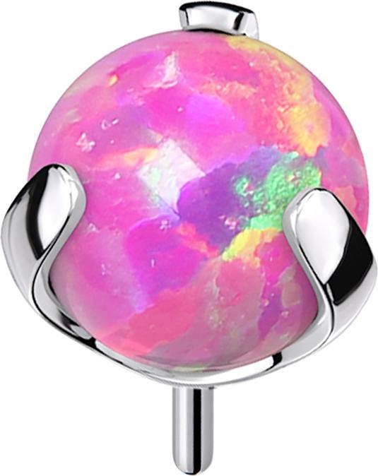 Produktbild Star Piercing Threadless silber Kugel Opal pink gefasst (ohne Messing, Titan G23)