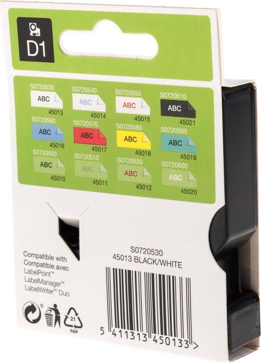 Productafbeelding Dymo S0720530 (1.20 cm, Zwart, Wit)