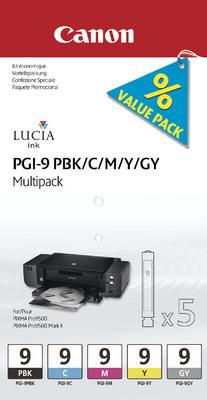 Actual product image Canon Pgi-9 (M, GY, C, Y, PBK)