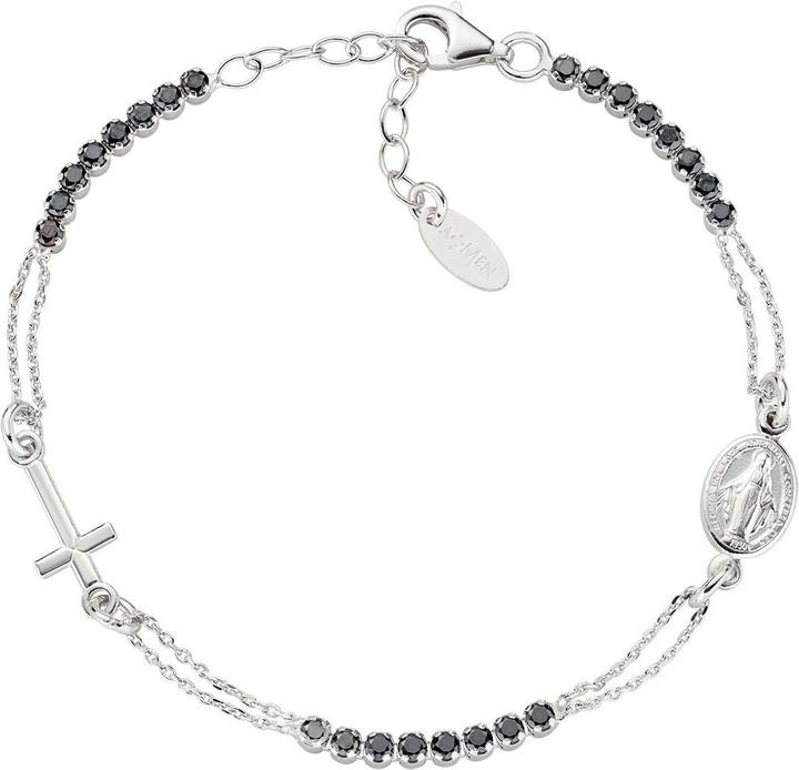 Actual product image Amen Rosary Style Tennis Cross Bracelet (16 cm, Silver 925)