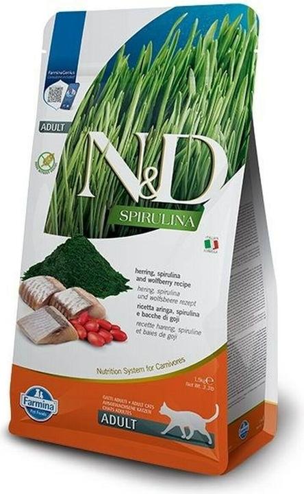Produktbild Farmina N&D Spirulina Herring - Trockenfutter für Katzen - 1.5 kg (Adult, 8 Stk., 1500 g)