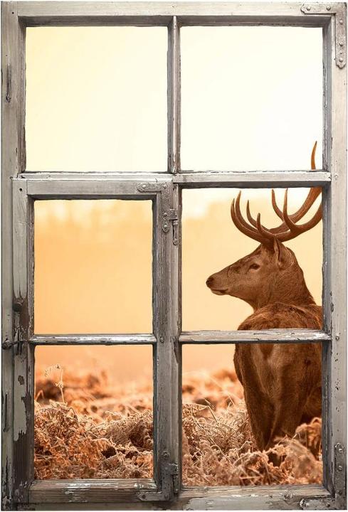 Actual product image Trenddeko 3D Window Shabby - Majestic Deer (120 x 81 cm)
