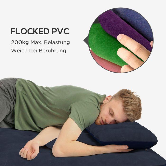 Actual product image Swisshandel24 Air mattress for 2 persons, with hand pump, soft & robust, 203x152x22cm, blue (152 x 203 cm)