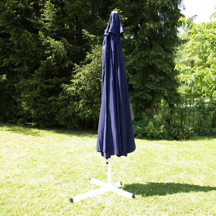Produktbild VCM Sonnenschirm Marktschirm Ø 3,80m Blau mit Kurbel Alu Gestell Sonnenschutz