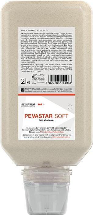 Pevacare Handreinigung Pevastar SOFT 2 l silikon- und lösemittelfrei Softflasche PAUL VOORMANN (Flüssigseife, 2000 ml)