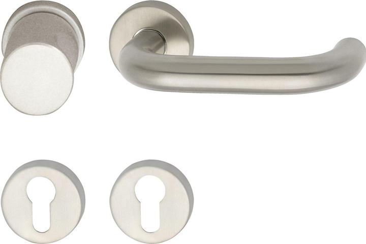 Grundmann GEOS 1754/D6K FH-changeable set FH-on rose PZ, stainless steel matt, 1 pc (Door set)
