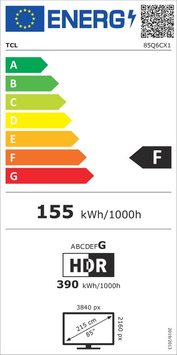 Energie-Label TCL 85Q6C (85", Mini-LED, 4K, 2025)