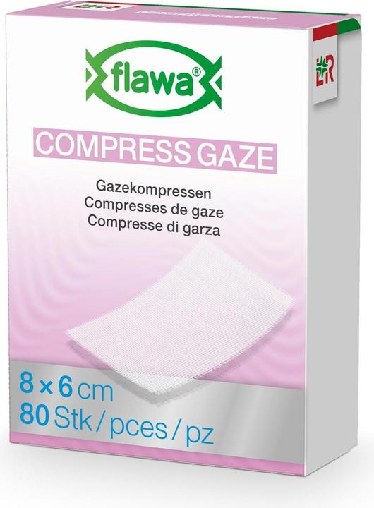 Flawa Gazekompressen geschnitten 6x8cm keimreduzierend behandelt